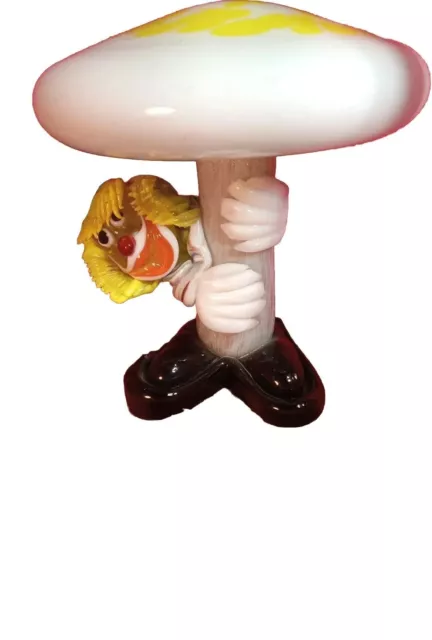 Vintage 1950's-1960's Cenedese Murano art glass clown under  mushroom figurine