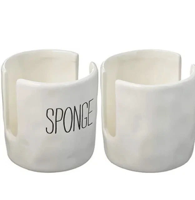 Soporte esponja de cocina pastel de barro caddy, esponja blanca apagada