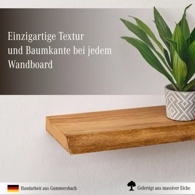 Wandboard Wandregal Holz Bücherregal Schweberegal Regal freischwebend Naturkante 3