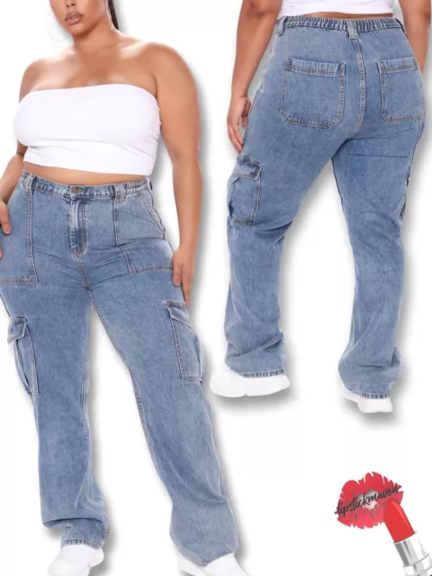 Fashion Nova Carpenter Jeans Womens Plus 22 Style: Dont You Worry Blue Baggy