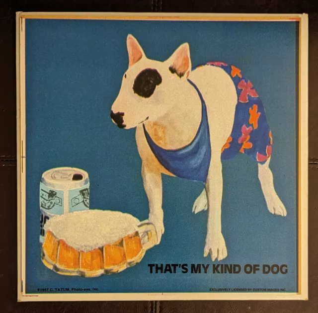 VINTAGE 1987 SPUDS MACKENZIE BUD LIGHT WOOD BEER SIGN 12" x 12" 2