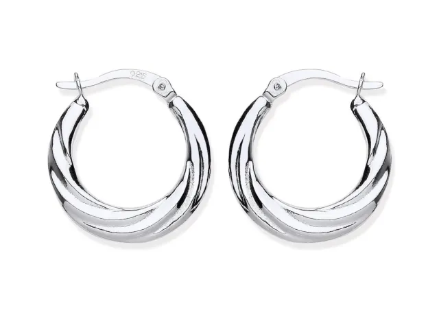 Sterling Silver Creole Hoop Earrings - Swirl Pattern