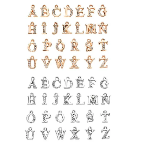 A Z Buchstaben Legierung Charms Metall Anhänger Alphabet Perlen für Armband