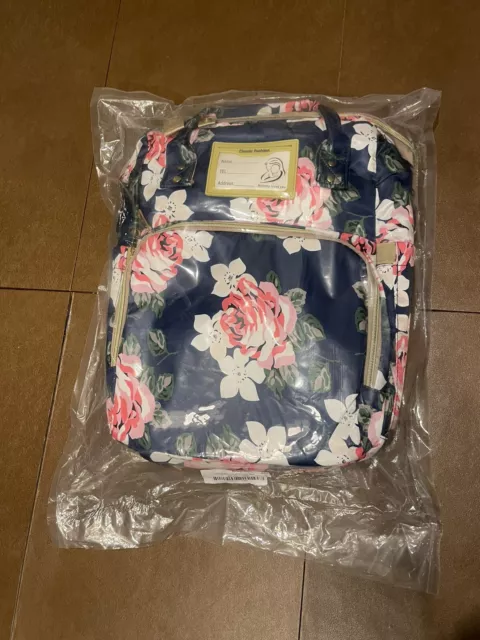 Flower Print Baby Diaper Bag Backpack For Bassinet/Changing Station