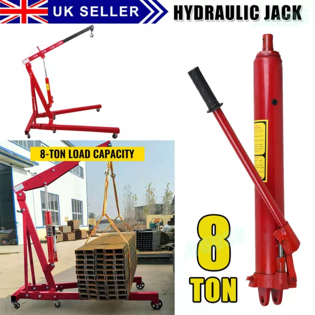 8 Ton Hydraulic Jack Long Ram Manual Arm Replacement Engine Lift Hoist Cherry