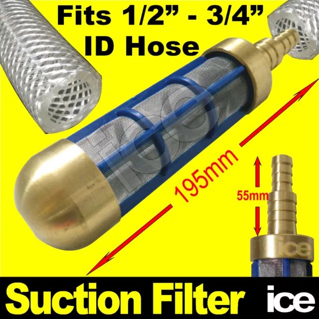 Brass HD 3/4" 1/2" Hose Water Suction Strainer Pickup Filter for Pressure Washer