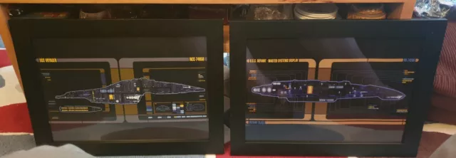 Star Trek Lcars enterprise uss defiant & uss voyager  A3  posters in  new frames