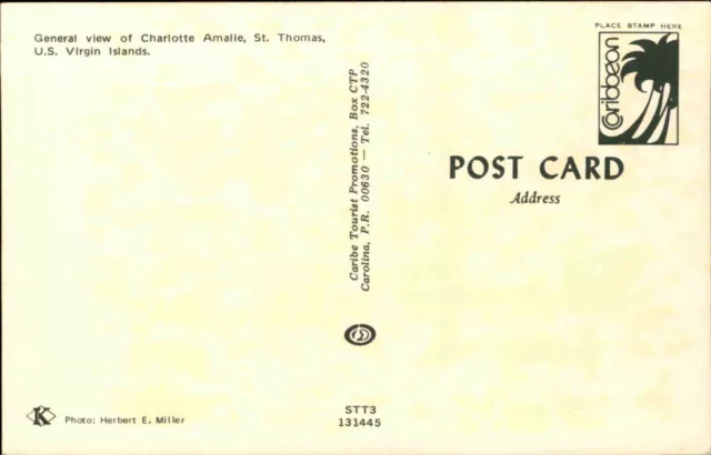 ST. THOMAS Karibik US Virgin Islands Panoramic View Postcard Postkarte ca.~1975 2
