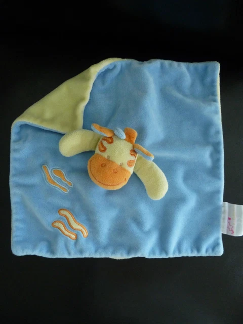 * Doudou Plat Girafe Vache Zebre Manon Et Valentin Bleu Jaune Orange Excell Etat