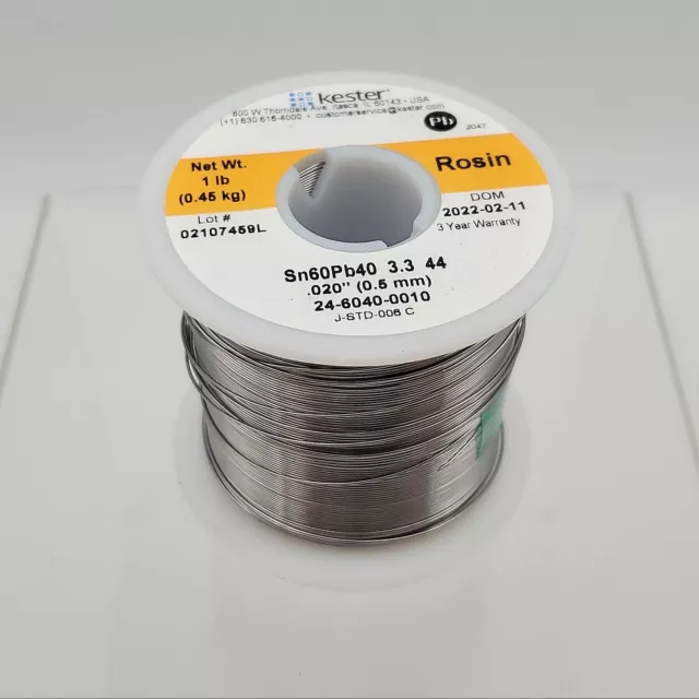 Kester Solder 24-6040-0010 Leaded Rosin Core Sn60Pb40 (60/40) 24 AWG 1lb Spool