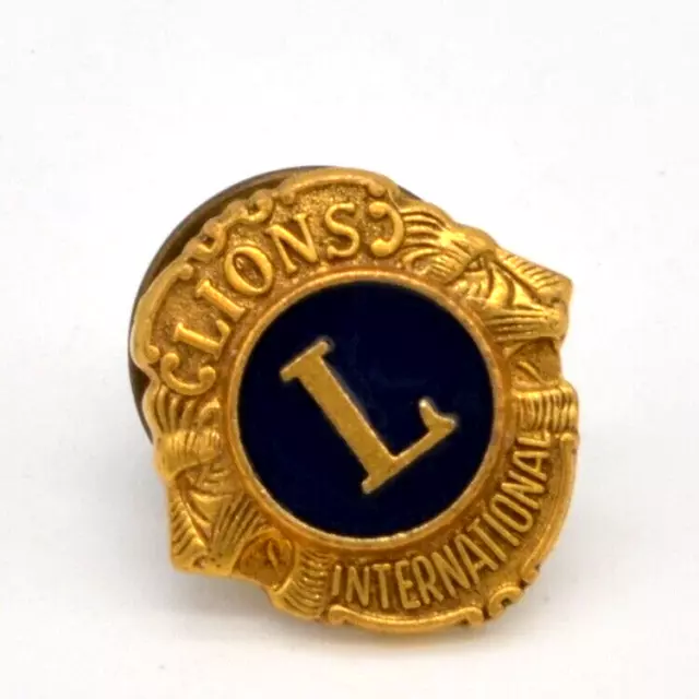 Lions International Club Pin Lapel Hat Tie Gold Tone Vintage Y116