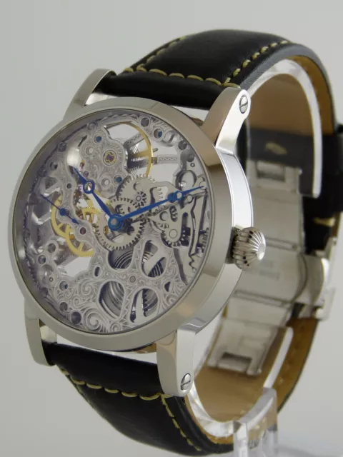 Montre squelette 41mm PURE MECANIQUE Type Unitas 6497 skeleton watch SAPHIR