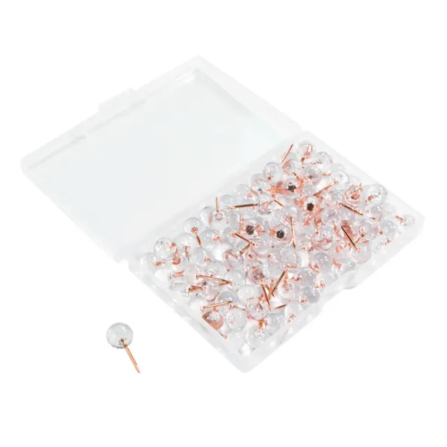 100 StüCke Rose Gold Push Pins ReißZwecken Transparenten Kunststoff Runden 2519