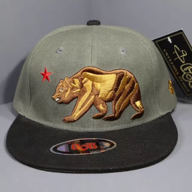 California Republic Baseball Cap CALI Bear Hat Snapback Adjustable Flat Bill Men