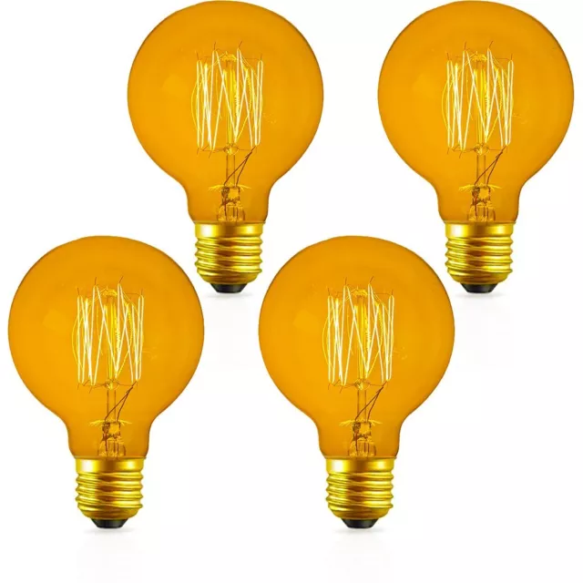 4 Pack of Dimmable G80 Vintage Edison Light Bulbs, 60W 2200K Amber Glow