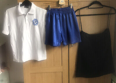 PE Kit Girl Age 11-13,Blue Shorts,White T-Shirt & Sports Bag Set,Activewear