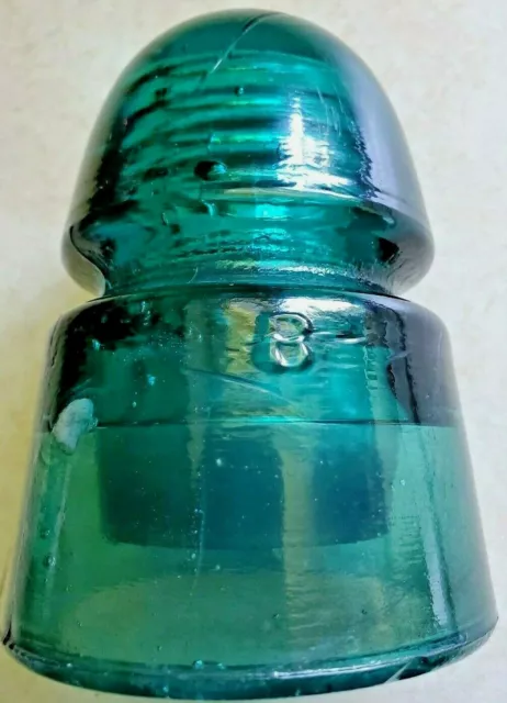 Vintage Dark Emerald Brookfield Beehive B Glass Insulator Western Union Standard