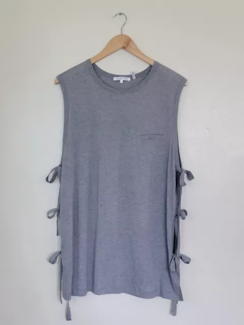 HELMUT LANG Cotton Cashmere Blend Gray Sleeveless Tunic Top Womens Size Large