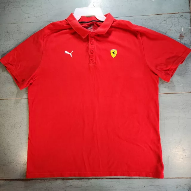 Puma Shirt Mens XL Red Polo Golf Scuderia Ferrari Race Car Preppy Pullover
