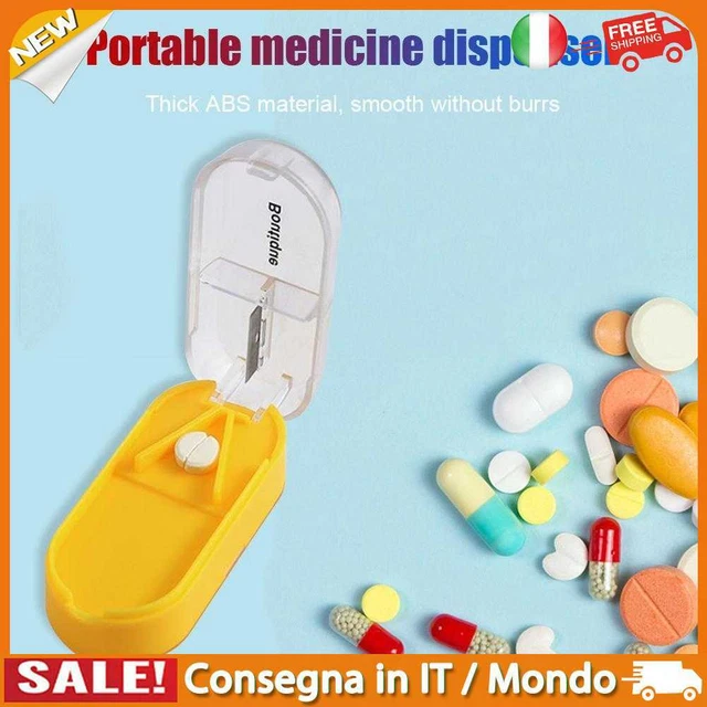 IT Portable Rectangular Tablet Cutter Box Pill Dispenser Storage Case (Yellow)