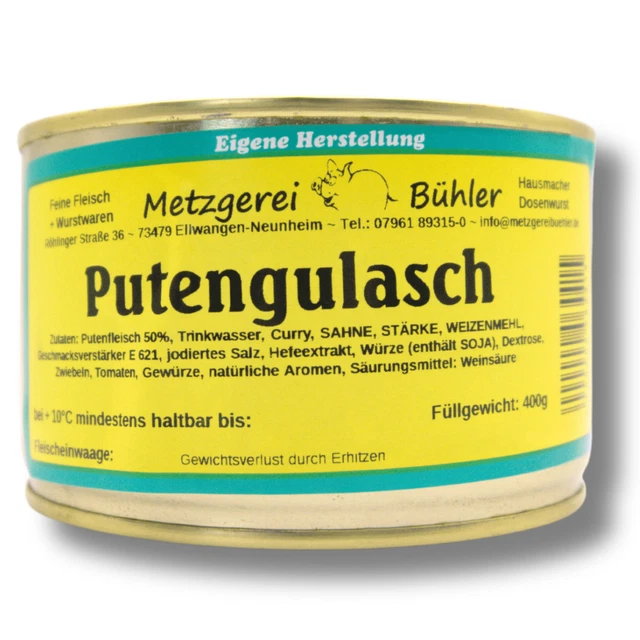 Putengulasch 400 g piatto pronto in scatola gourmet conserve di carne tacchino