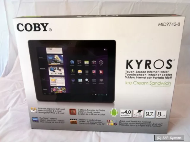 9,7" Coby Kyros MID9742 Tablet-PC,1 GHz, 1GB RAM, 8GB HDD, WLAN, Android 4.0 NEU