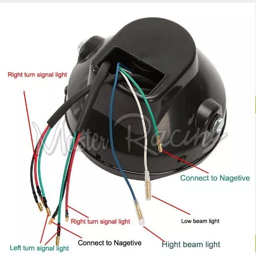 M+   Faro Anteriore Moto Con Frecce Led Combo Cafe Racer Scrambler Custom Bike + 3