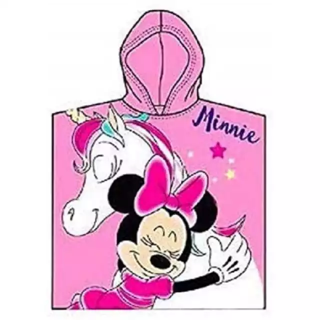 Poncho / Cape de Bain MINNIE DISNEY Avec Licorne 50x100cm Rose