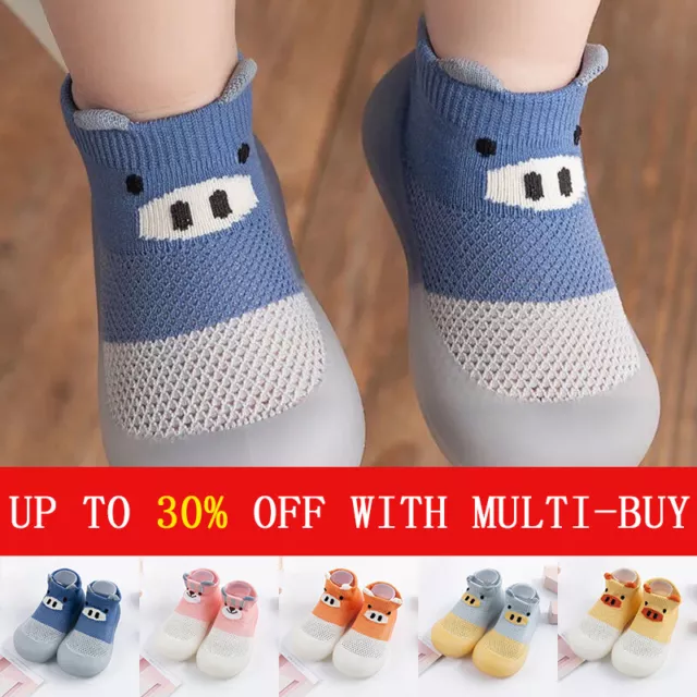 Newborn Indoor Baby Shoes Toddler Cotton Soft Non-Slip Slippers Socks Sandals UK