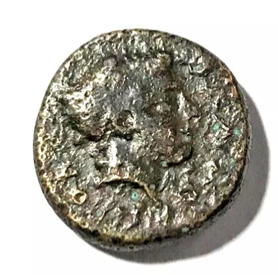 Ancient Greek Coin Phalanna Thessaly AE. 400-344 BC. Head of Apollo and Nymph 2