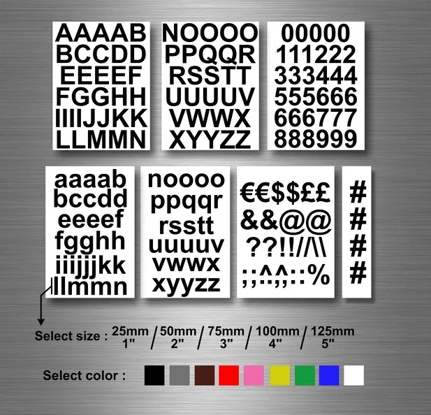Sticker aufkleber alphabet ABC buchstaben zahl zahlen Größe farbe zu wählen
