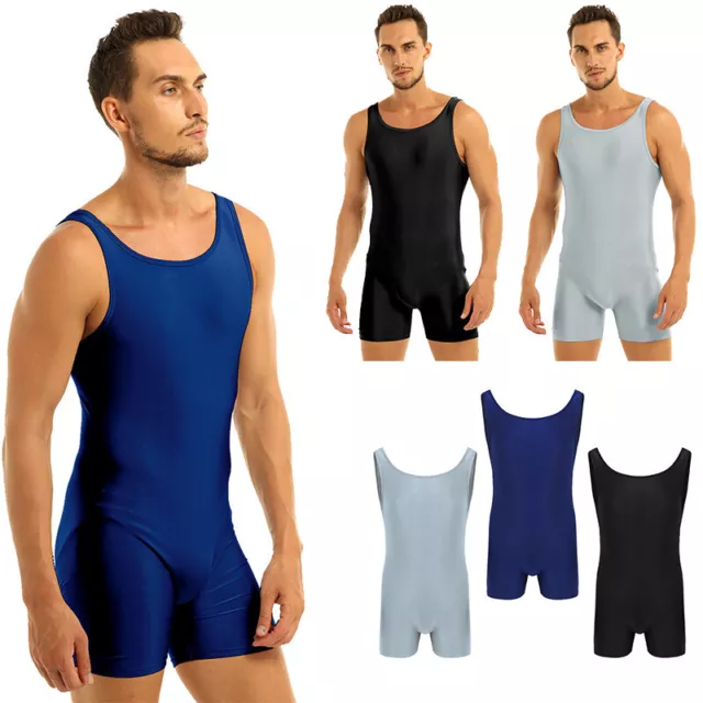 Men's Tank Bodysuit Wrestling Singlet Leotard Jumpsuit One Piece Dancewear