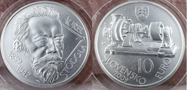 Slowakei 10 Euro 2009 Silber BU Aurel Stodola