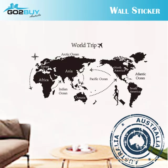 Wall Stickers Removable World Trip Map Living Room Decal Picture Art Wallpaper