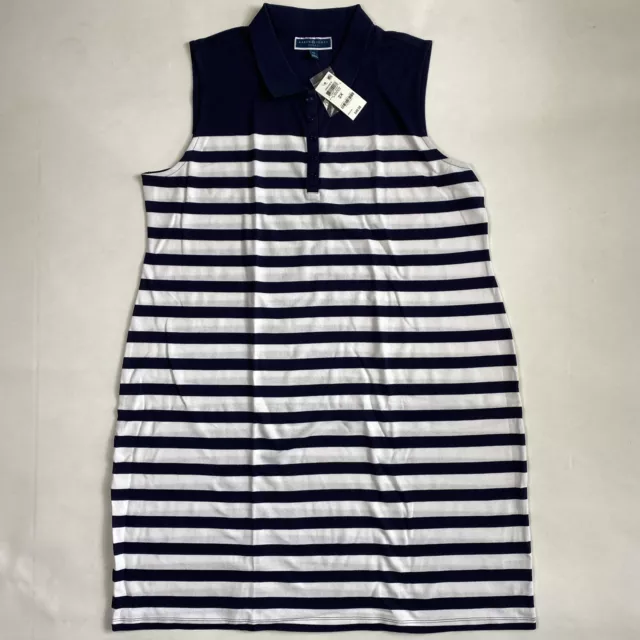 Karen Scott Womens XXL 2XL Polo Tank Dress Navy Striped Sleevless Dress $49 MSRP