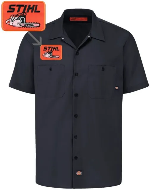 STIHL Retro Patch DICKIES Short Sleeve Work Shirt Classic S-5X