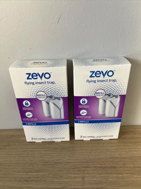 2-Pack Zevo Flying Insect Trap Refill Cartridges 2 Cartridges Each (4 TOTAL)