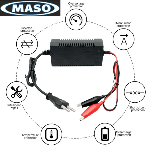 6V 1A Intelligent Chargeur de Batterie Plomb-Acide Voiture Moto Auto EU Plug