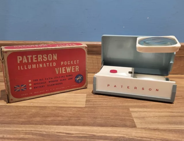 vintage 1960 PATERSON illuminated magnified  SLIDE VIEWER In Box