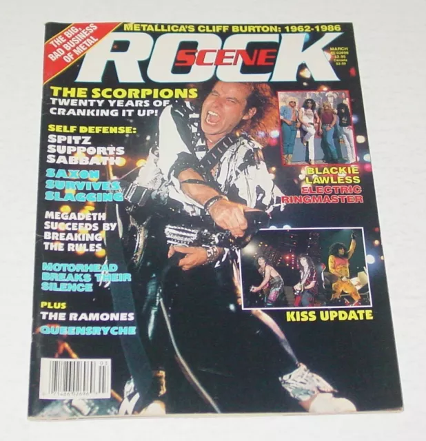 ROCK SCENE Magazine March 1987 Scorpions Metallica KISS Megadeth Ramones Maiden