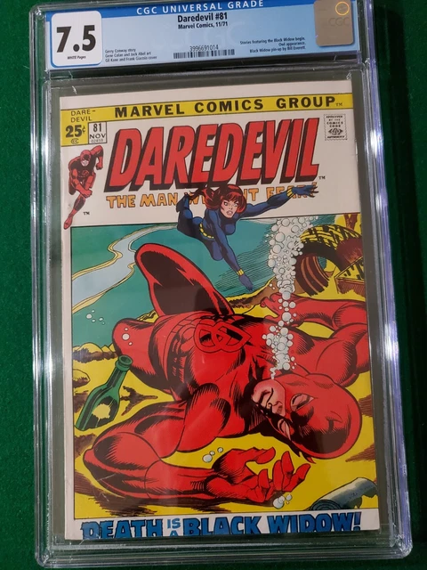 Daredevil #81 CGC 7.5 White! Bronze Age Marvel Black Widow Begins Giant