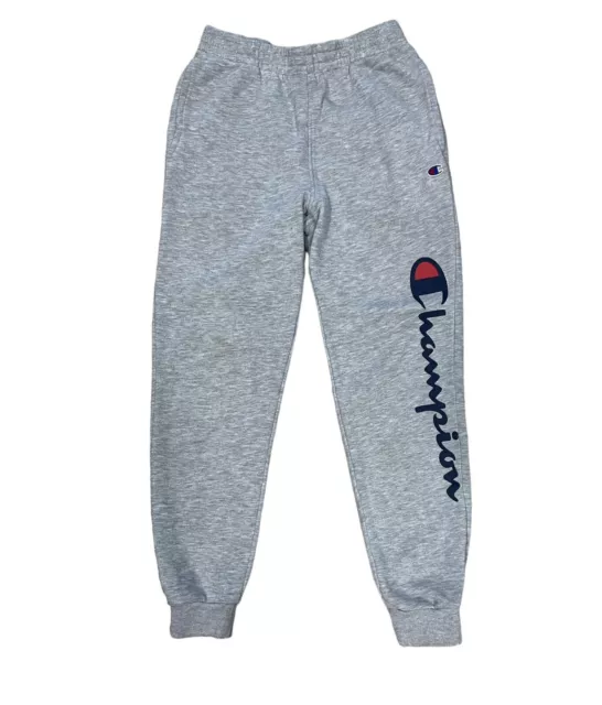 Champion Youth Jogger Sweatpants Size Large Gray Fleece Classic Logo 25.5 Inseam