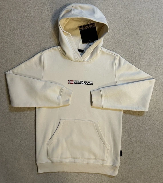 Felpa con cappuccio ragazzo premium Napapijri logo petto. 100% autentica. Età 14