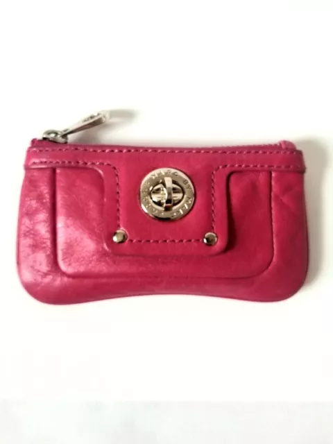 Marc by Marc Jacobs Totally Turnlock Hot Pink Leather Key Coin Pouch Zip Purse