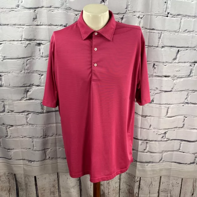 Donald Ross Men's Hillview CC Logo Polyester Pink Stripe Golf Polo Shirt Large 3