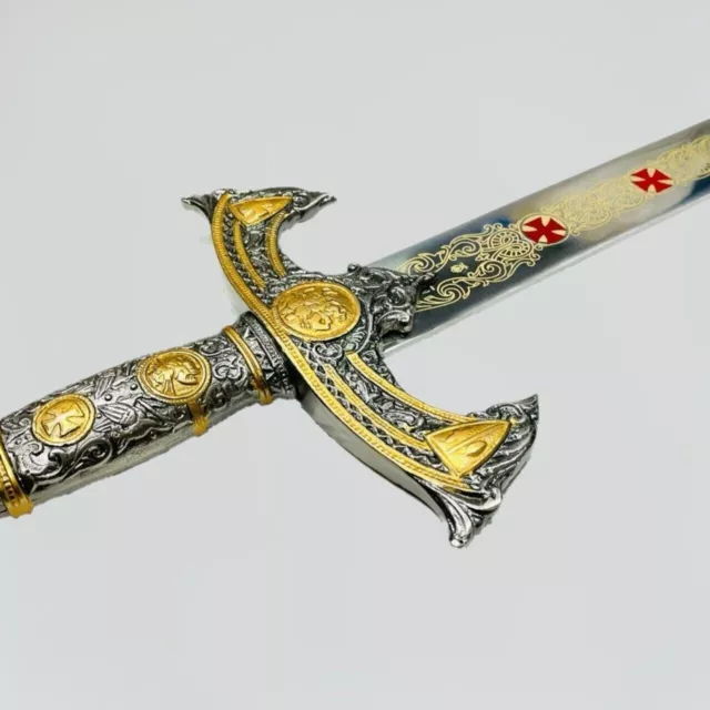 Templar Knights Sacred Holy Longsword Ornate Steel Replica Medieval Sword. 3