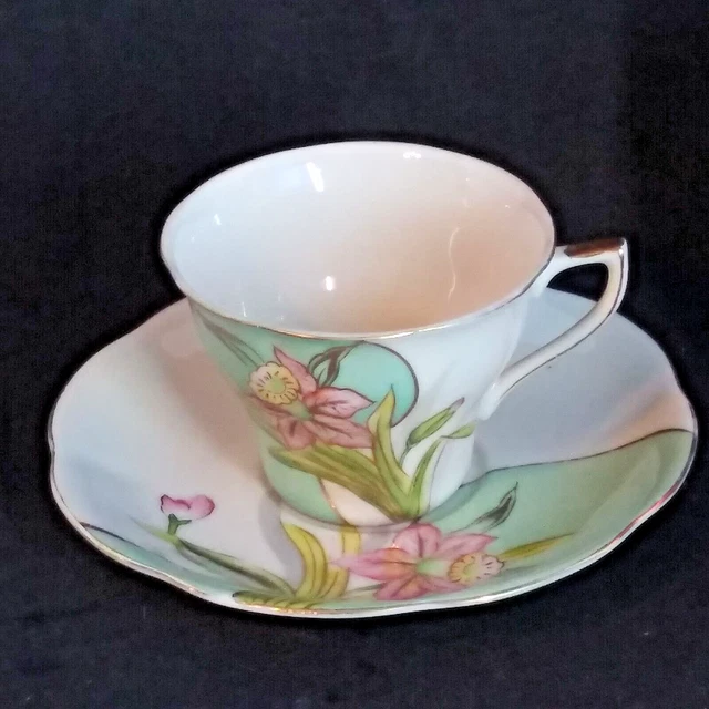 Vintage Ucagco Ivory China Tea Cup and Saucer Occupied Japan Hand Painted EUC