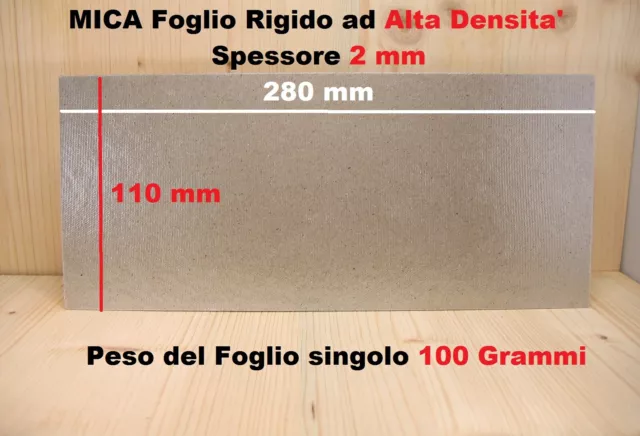 MICA Isolante termico ALTE TEMPERATURE foglio RIGIDO mm 280X110 SP 2 mm