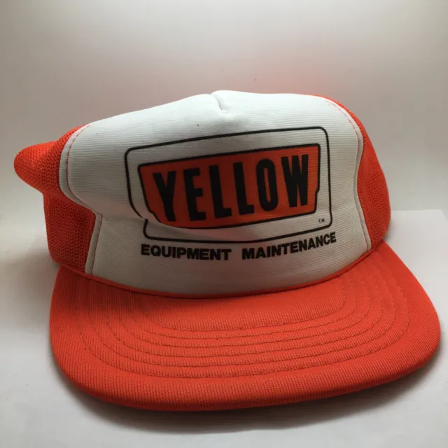 RARE Vintage Yellow Freight Mesh Trucker Hat Snapback Baseball Cap MINT 80s NOS