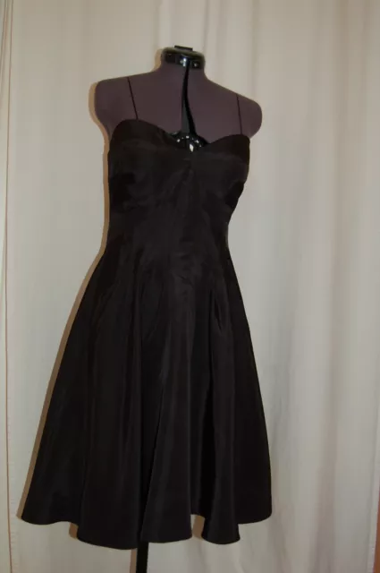 NEW Anna Argiolera Womens Dress Black Tafeta Spaghetti Straps Size 8